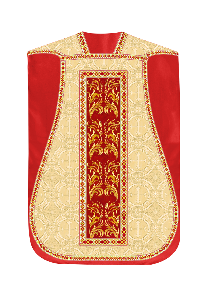 Roman Chasuble Vestment With Woven Braids and Trims