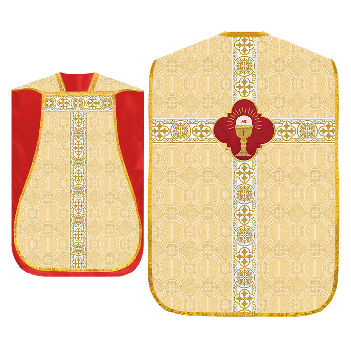 Fiddleback Vestments with Motif and Cross Orphrey