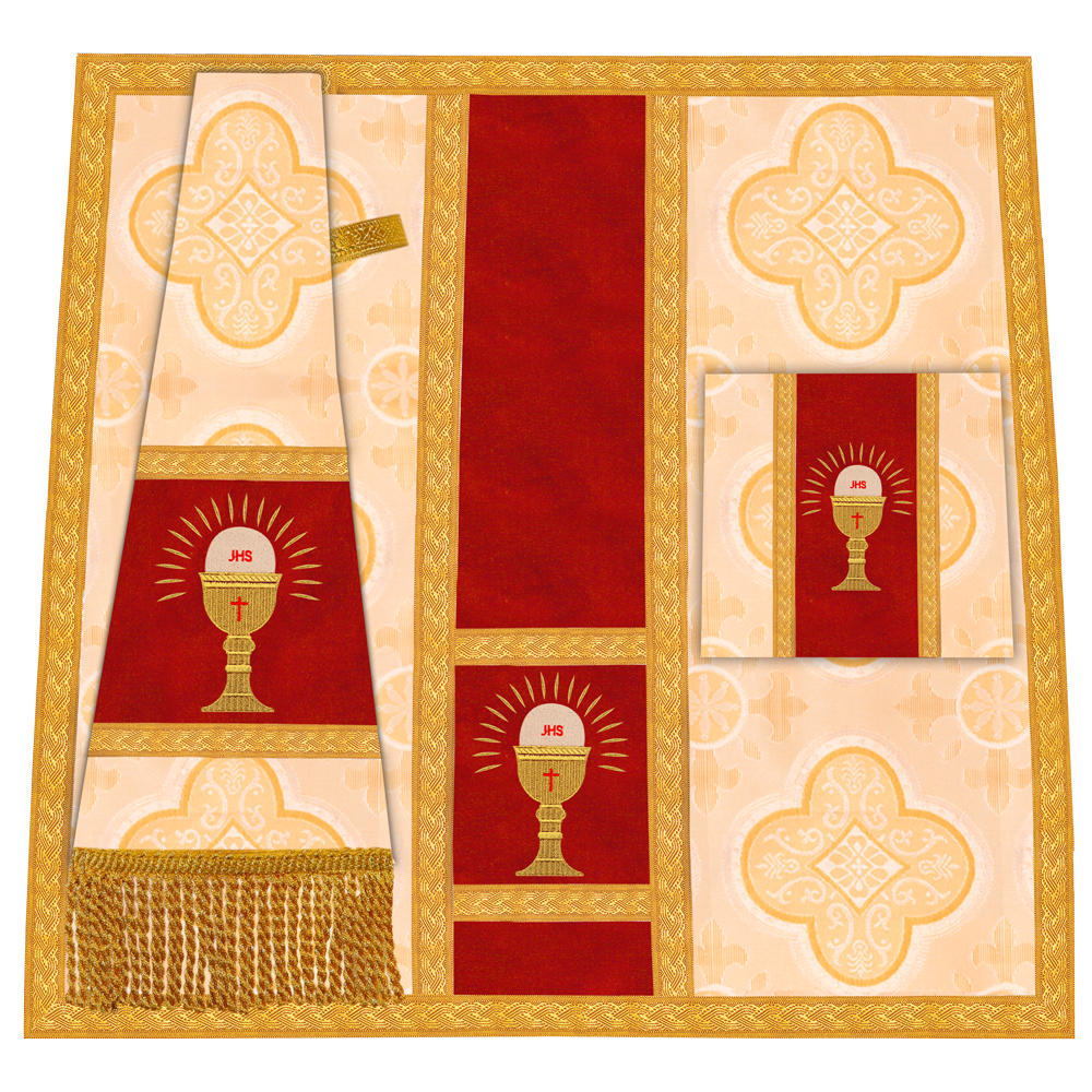 Roman Chasuble Vestment with Spiritual Motif and Ornate Braids