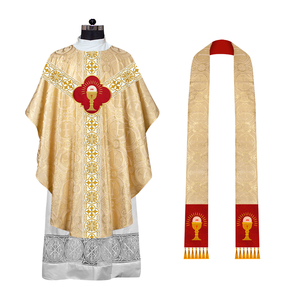 Gothic Chasuble with Embroidered Motif and Orphrey