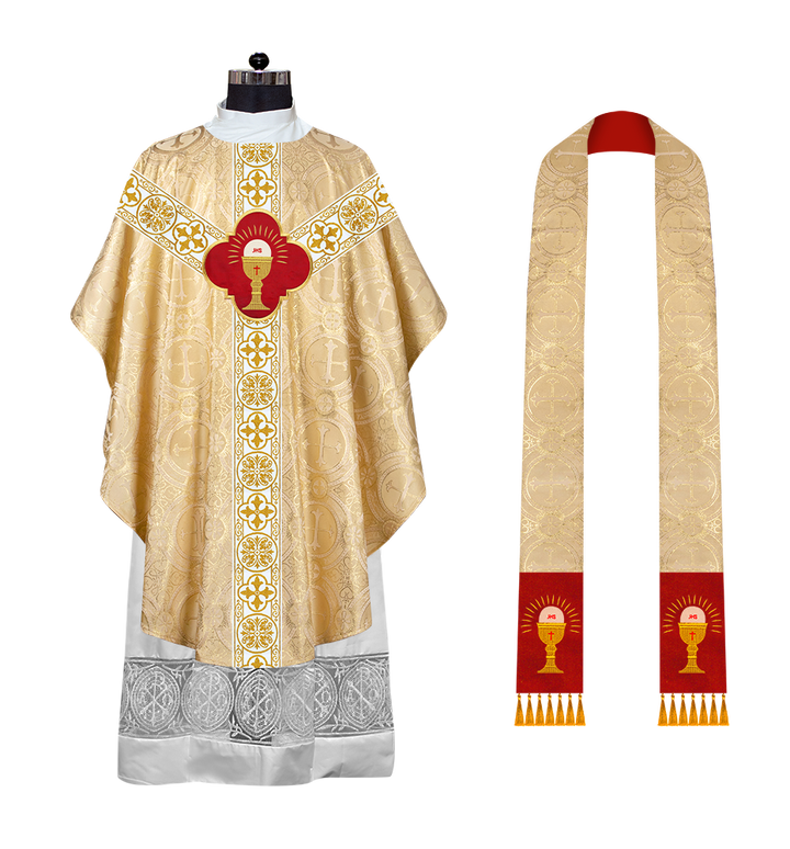 Gothic Chasuble with Embroidered Motif and Orphrey