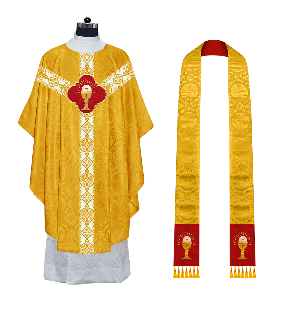 Gothic Chasuble Vestment with Motif and Trims