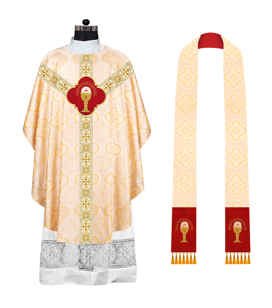 Gothic Chasuble with Embroidered Motif and Orphrey