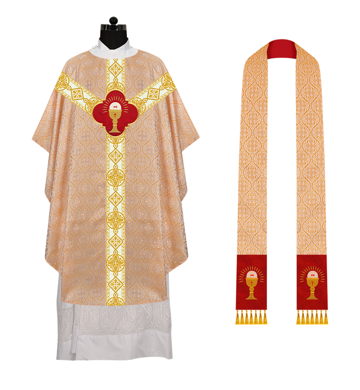 Gothic Chasuble Vestment with Motif and Trims