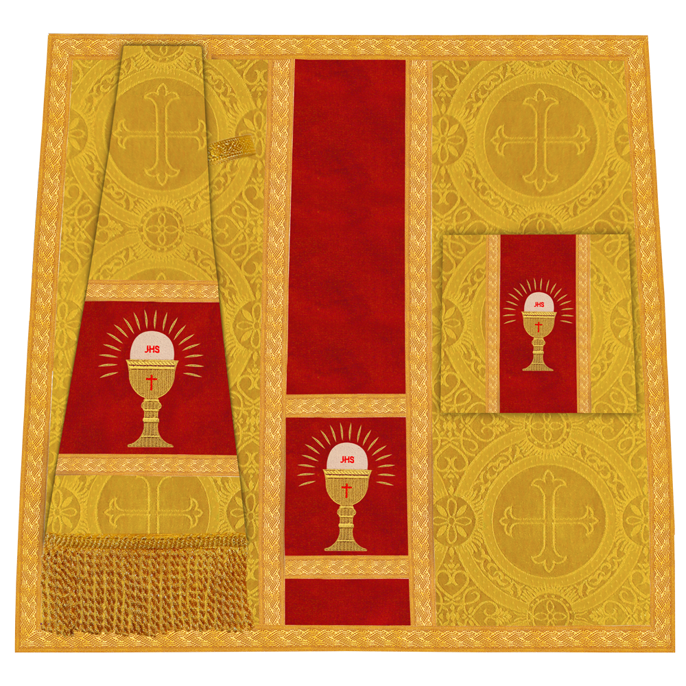 Roman Chasuble Vestment with Spiritual Motif and Ornate Braids