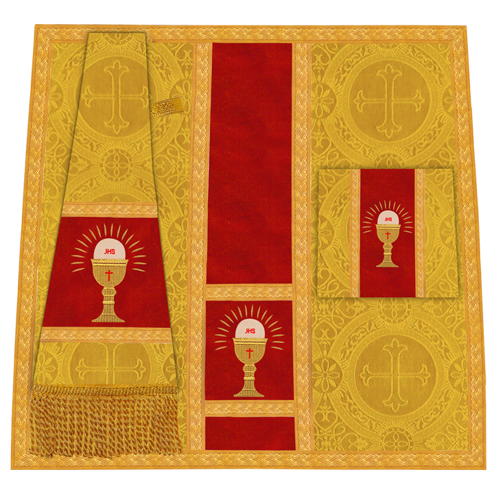 Roman Chasuble Vestment with Spiritual Motif and Ornate Braids