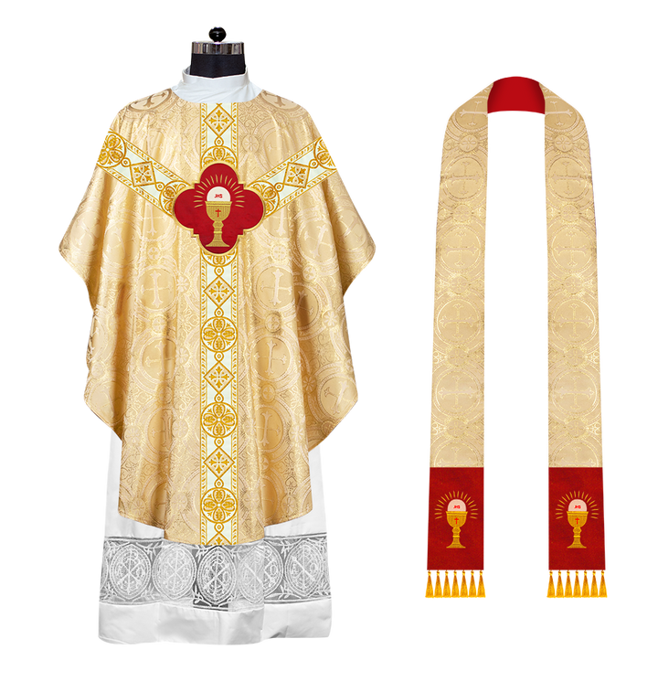 Gothic Chasuble Vestment with Motif and Trims