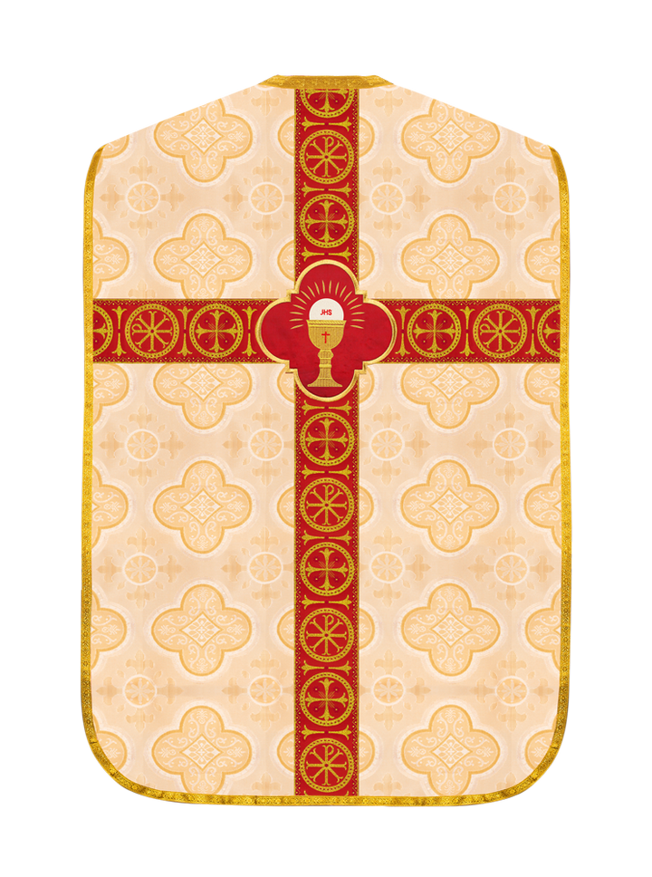 Roman Chasuble Vestment with Spiritual Motif and Ornate Braids