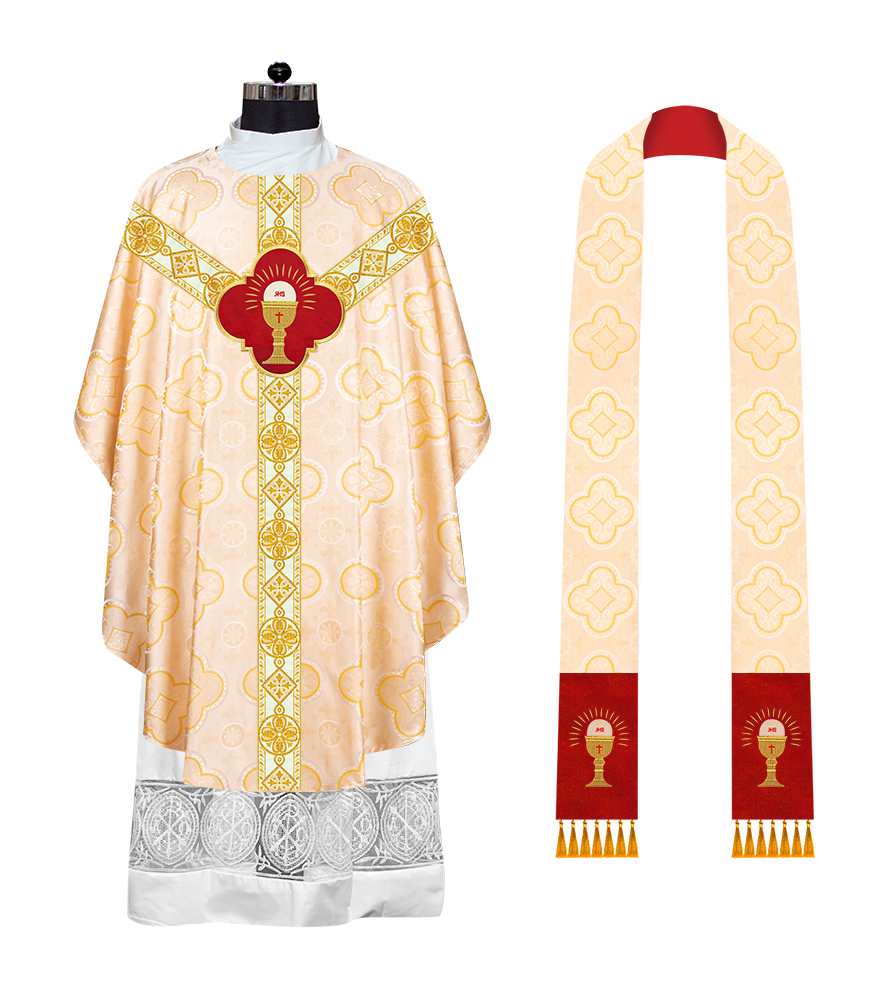 Gothic Chasuble Vestment with Motif and Trims