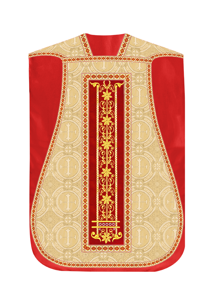 Roman Chasuble Vestment Enhanced With Orphrey and Trims