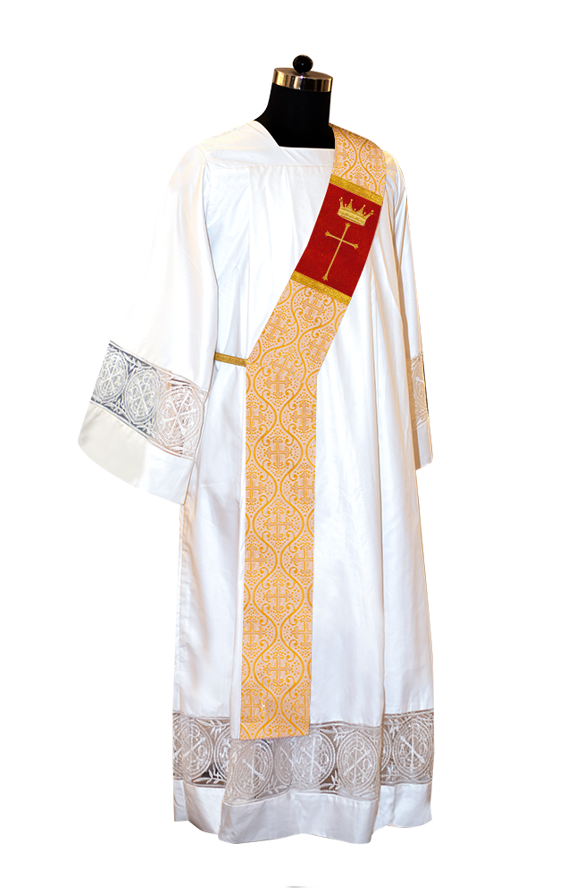 Deacon Stole Decorated with Crown and Cross