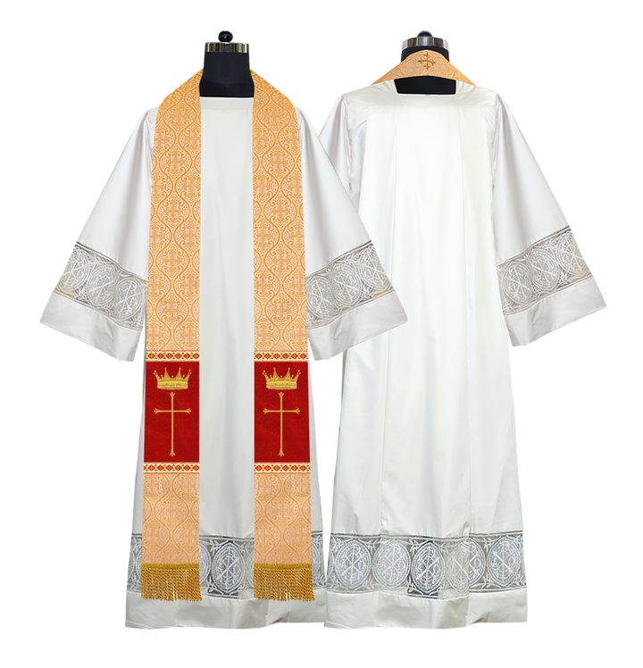 Pastor Clergy Stole with Spiritual Cross and Crown Embroidery