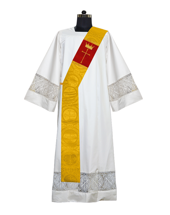 Deacon Stole Decorated with Crown and Cross