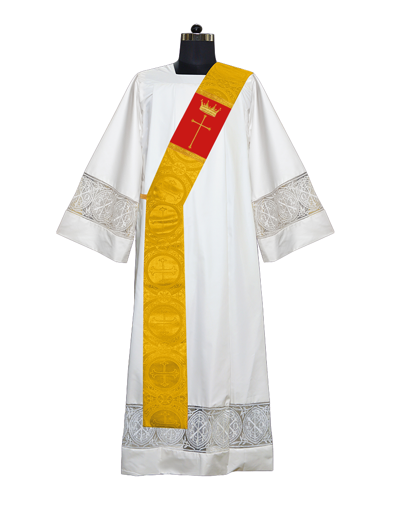 Deacon Stole Decorated with Crown and Cross