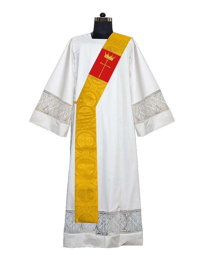 Deacon Stole Decorated with Crown and Cross