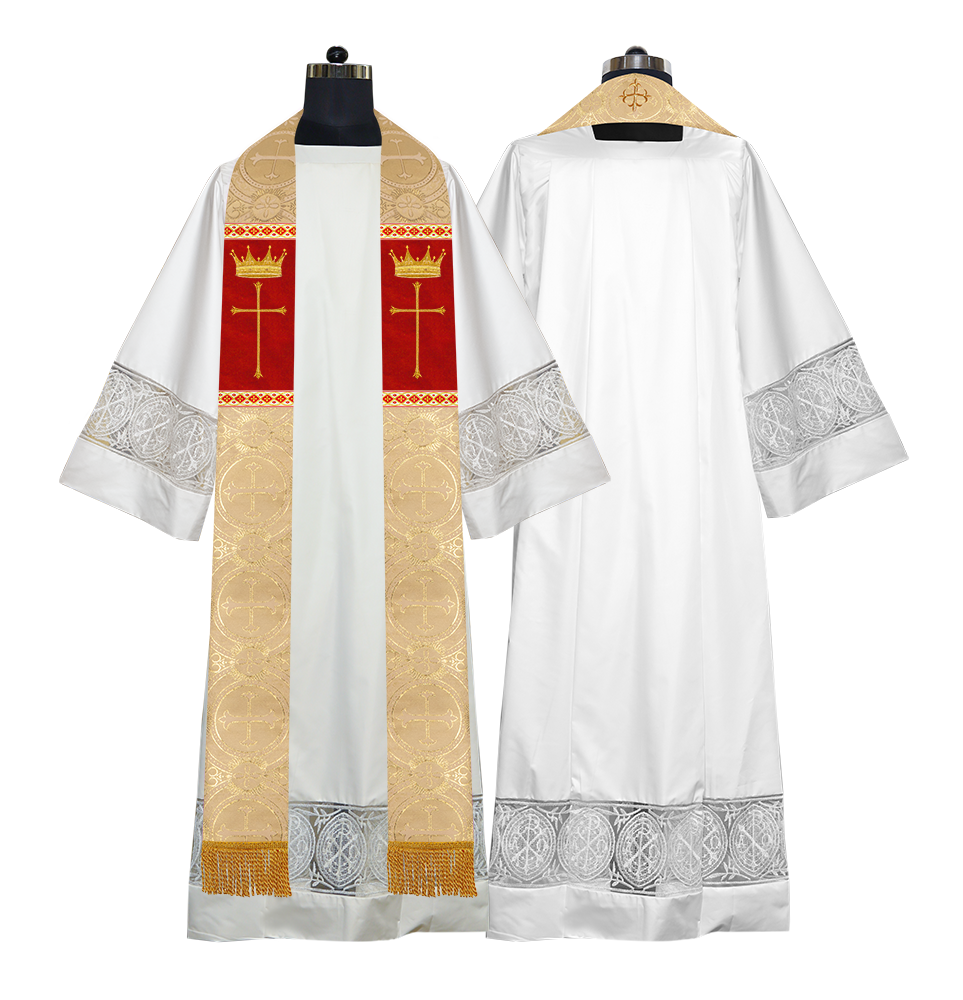 Pastor Clergy Stole with Spiritual Cross and Crown Embroidery