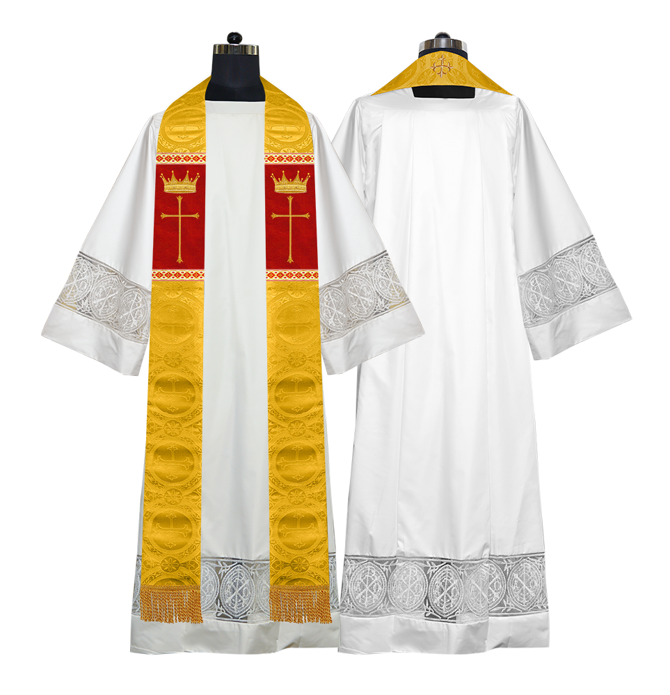 Pastor Clergy Stole with Spiritual Cross and Crown Embroidery