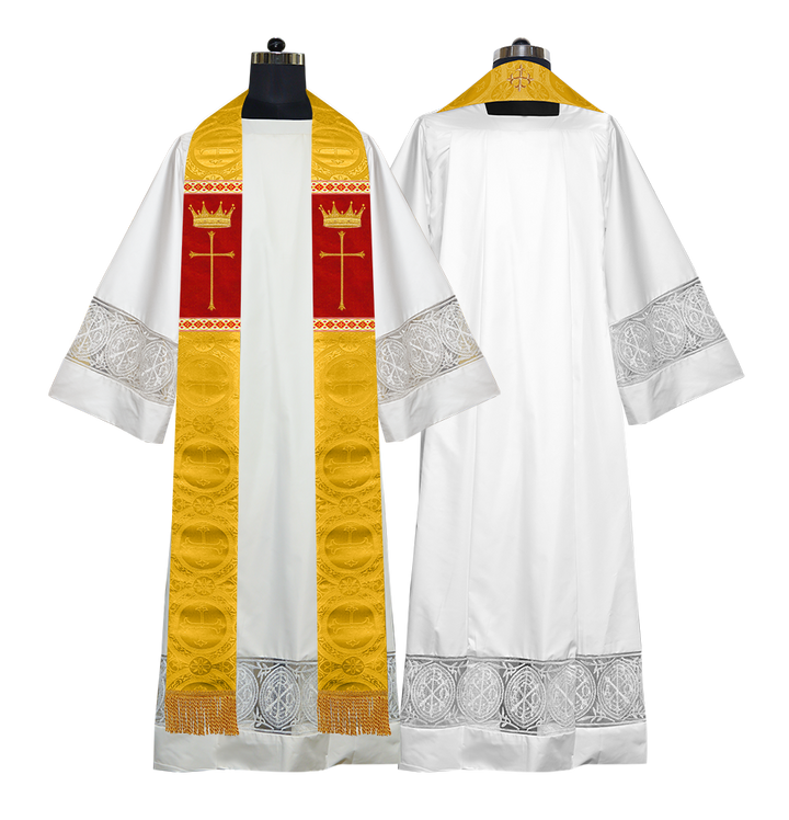 Pastor Clergy Stole with Spiritual Cross and Crown Embroidery