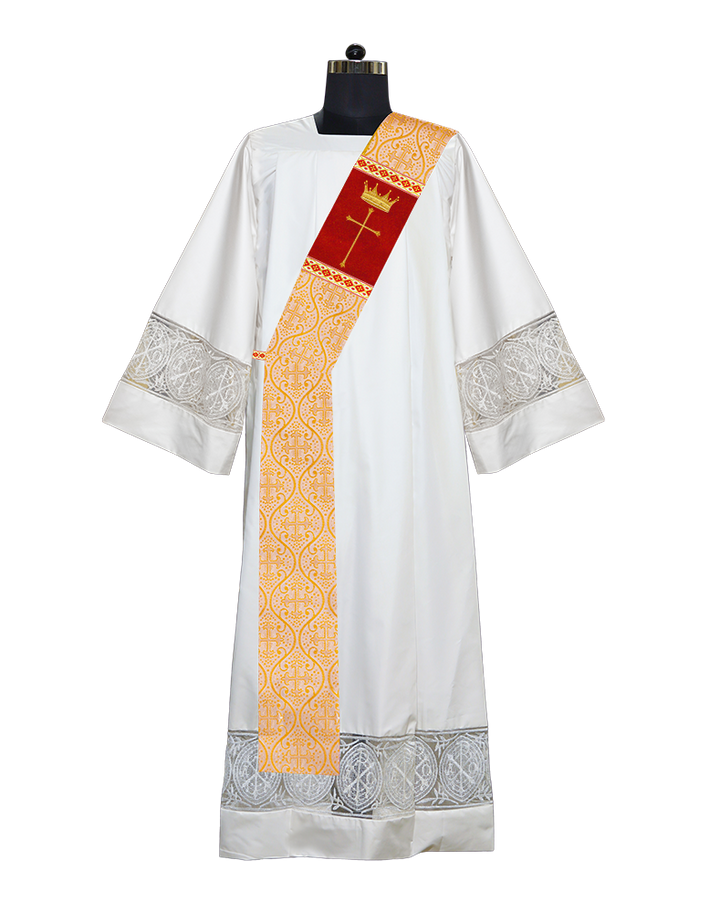 Deacon Stole with Crown and Cross Embroidery