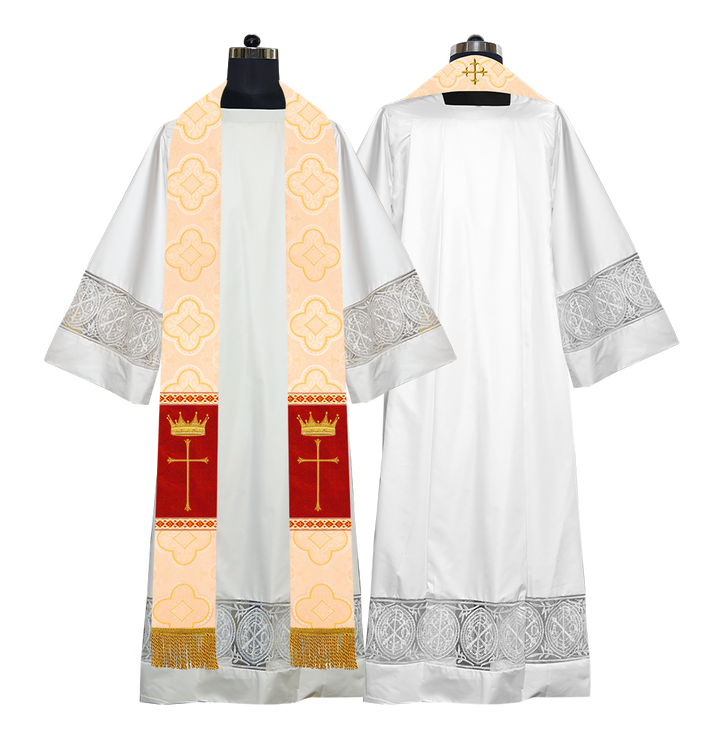 Pastor Clergy Stole with Spiritual Cross and Crown Embroidery