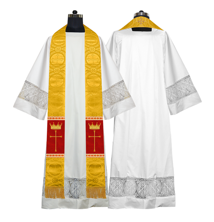 Pastor Clergy Stole with Spiritual Cross and Crown Embroidery