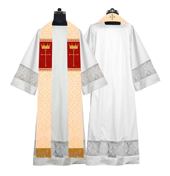 Pastor Clergy Stole with Spiritual Cross and Crown Embroidery