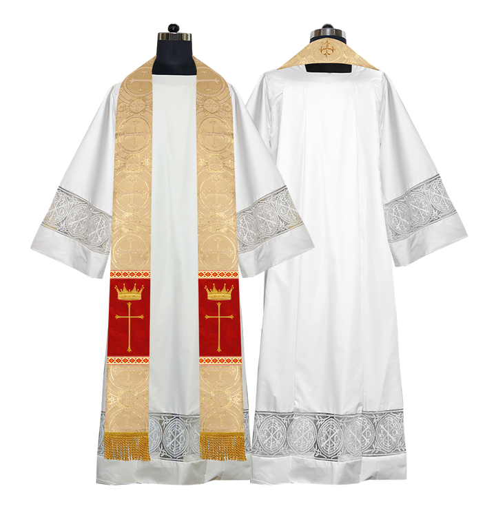 Pastor Clergy Stole with Spiritual Cross and Crown Embroidery