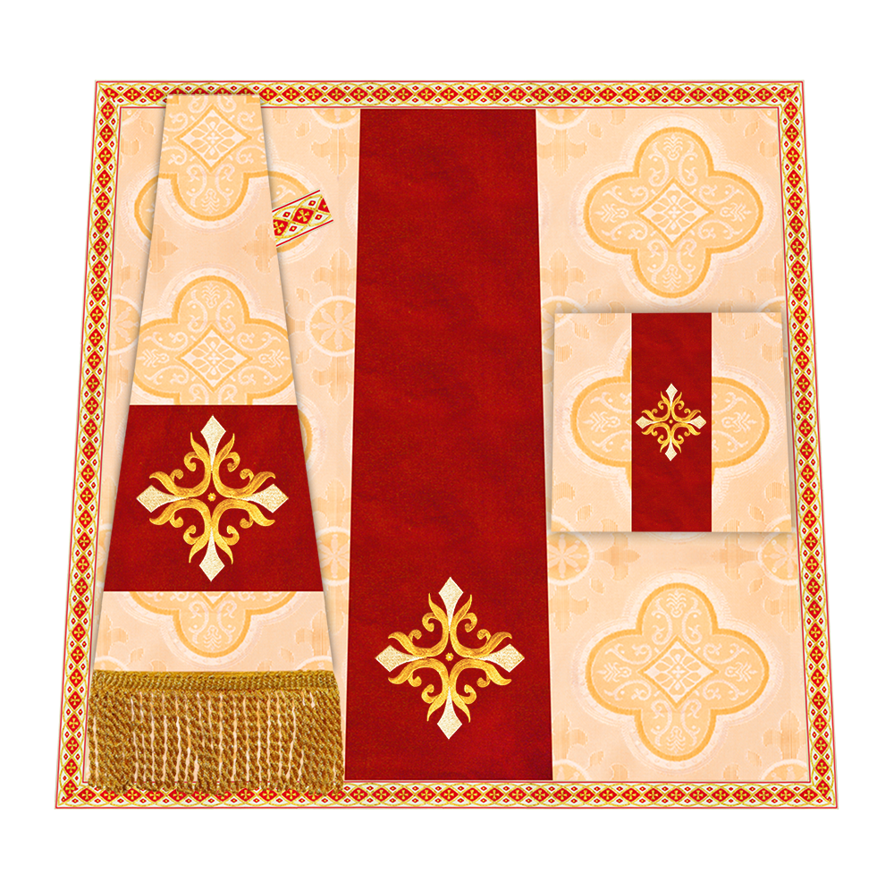 Liturgical Cross Embroidered Mass Set and braided trims