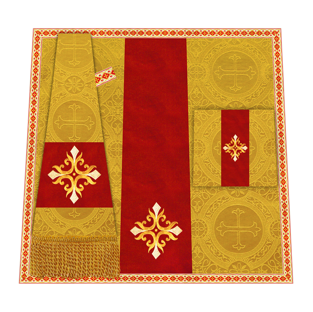 Liturgical Cross Embroidered Mass Set and braided trims