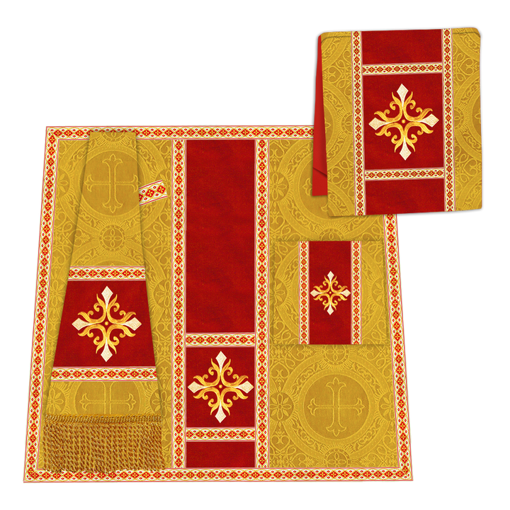 Gothic Chasuble Vestment with Embroidered Cross and Trims