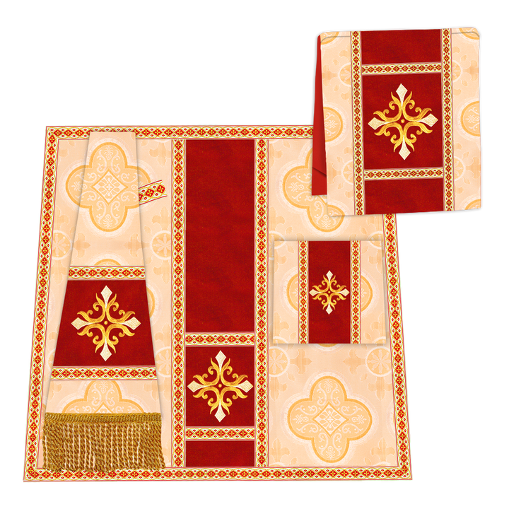 Gothic Chasuble Vestment with Embroidered Cross and Trims