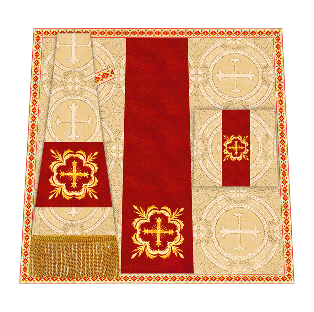 Liturgical Cross Embroidered Mass Set and braided trims