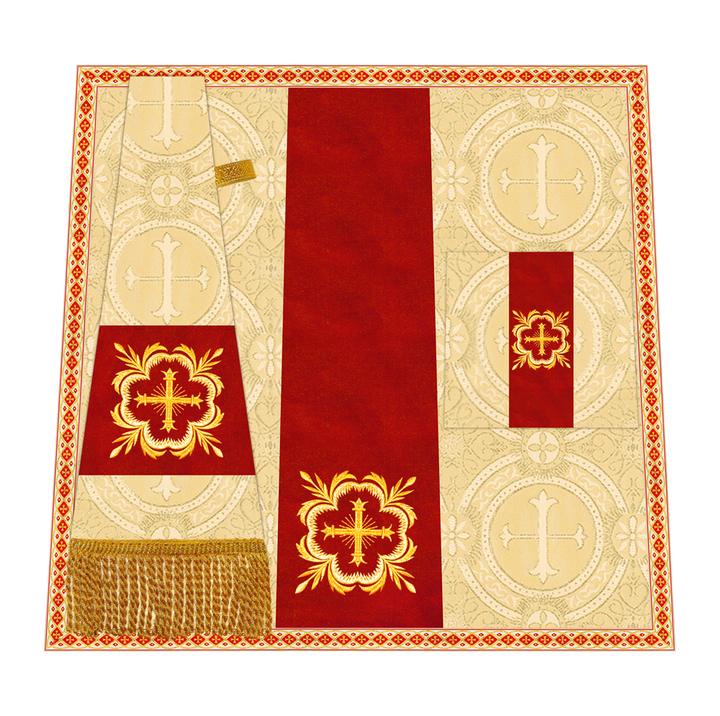 Liturgical Cross Embroidered Mass Set and braided trims