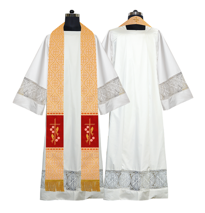 Clergy Stole with Embroidered Fish and Loaves