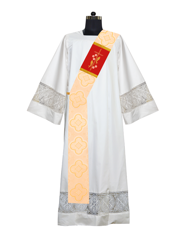 Deacon Stole with Fish and Spiritual Cross trims