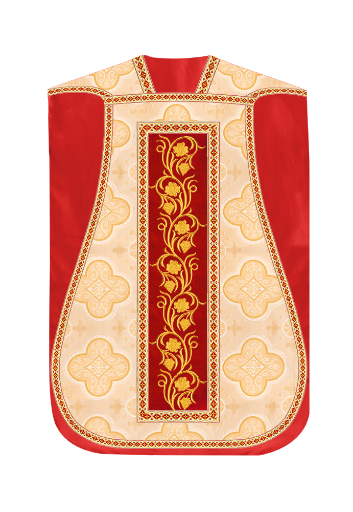 Roman Chasuble Vestment With Grapes Embroidery and Trims