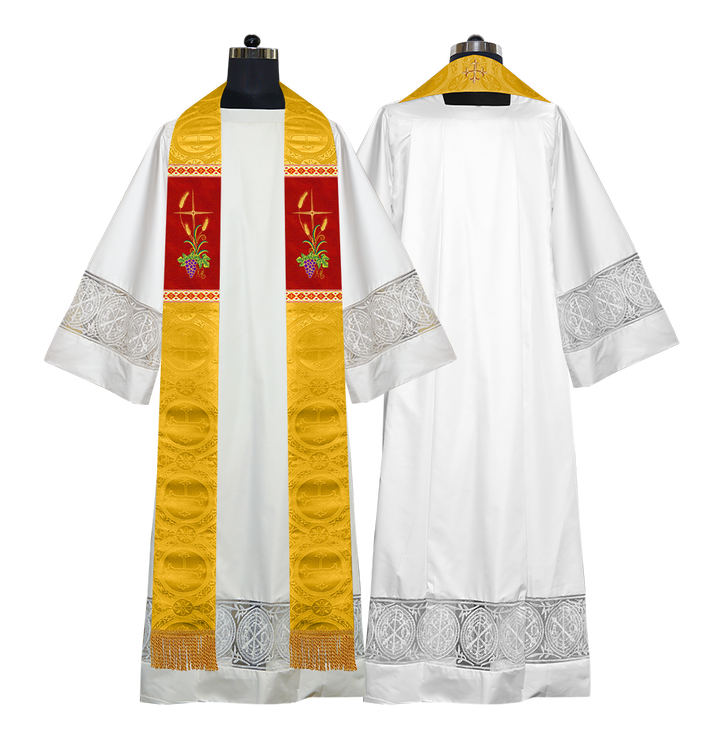 Handmade Clergy stole with Spiritual Grapes and Wheat