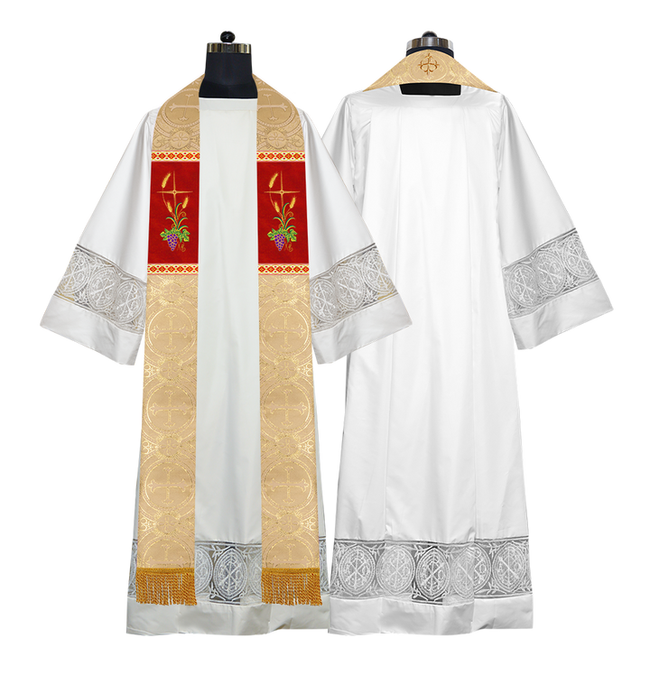 Handmade Clergy stole with Spiritual Grapes and Wheat