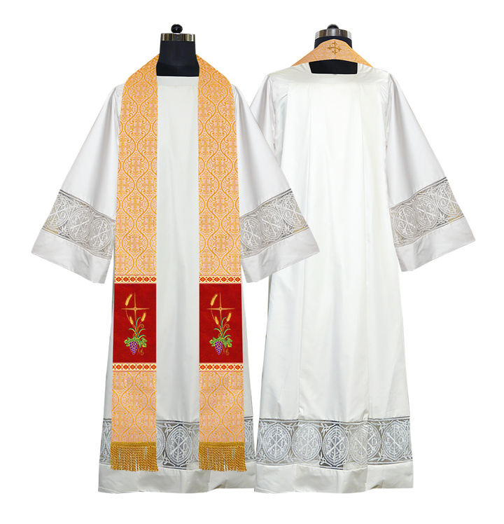 Handmade Clergy stole with Spiritual Grapes and Wheat