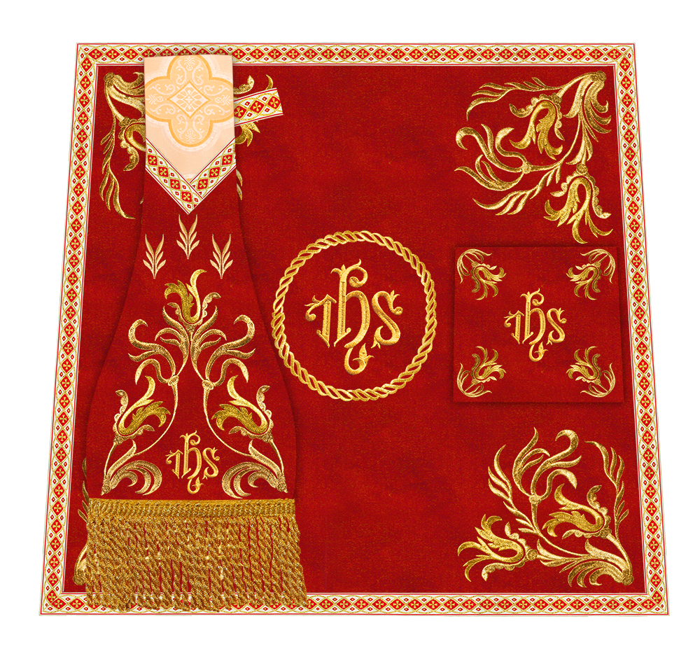 Roman Chasuble Vestment With Woven Braids and Trims