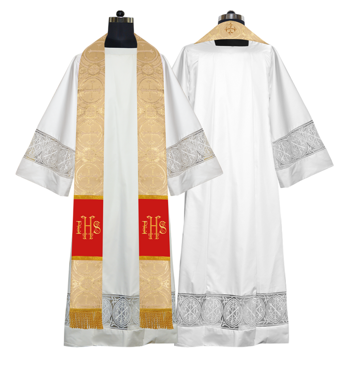 Pastor Stole with Gold Embroidered IHS