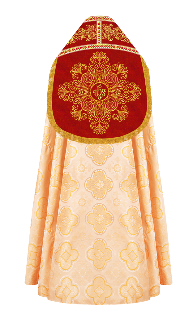 Roman Cope Vestment with Spiritual Motif and Adorned Embroidery