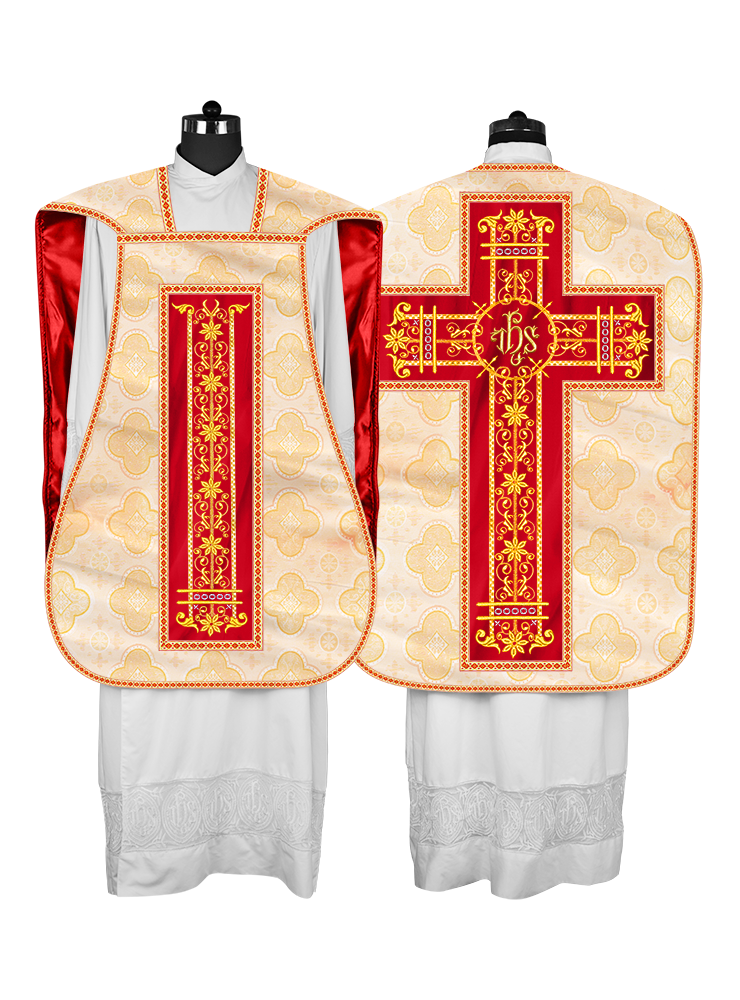 Roman Chasuble Vestment Enhanced With Orphrey and Trims