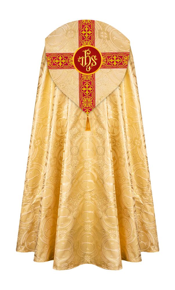 Gothic Cope Vestment with Cross type Braided Trims and motif