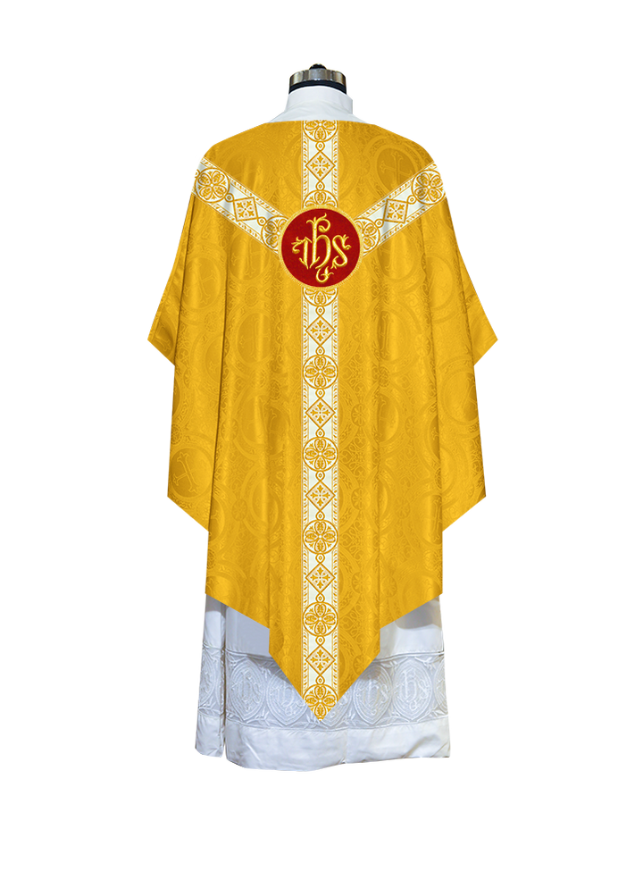 Traditional Pugin Style Chasuble Adorned with White Braids