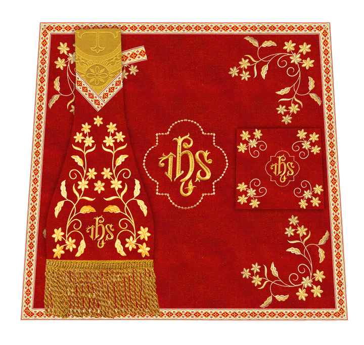 Roman Chasuble Vestment With Floral Design and Trims