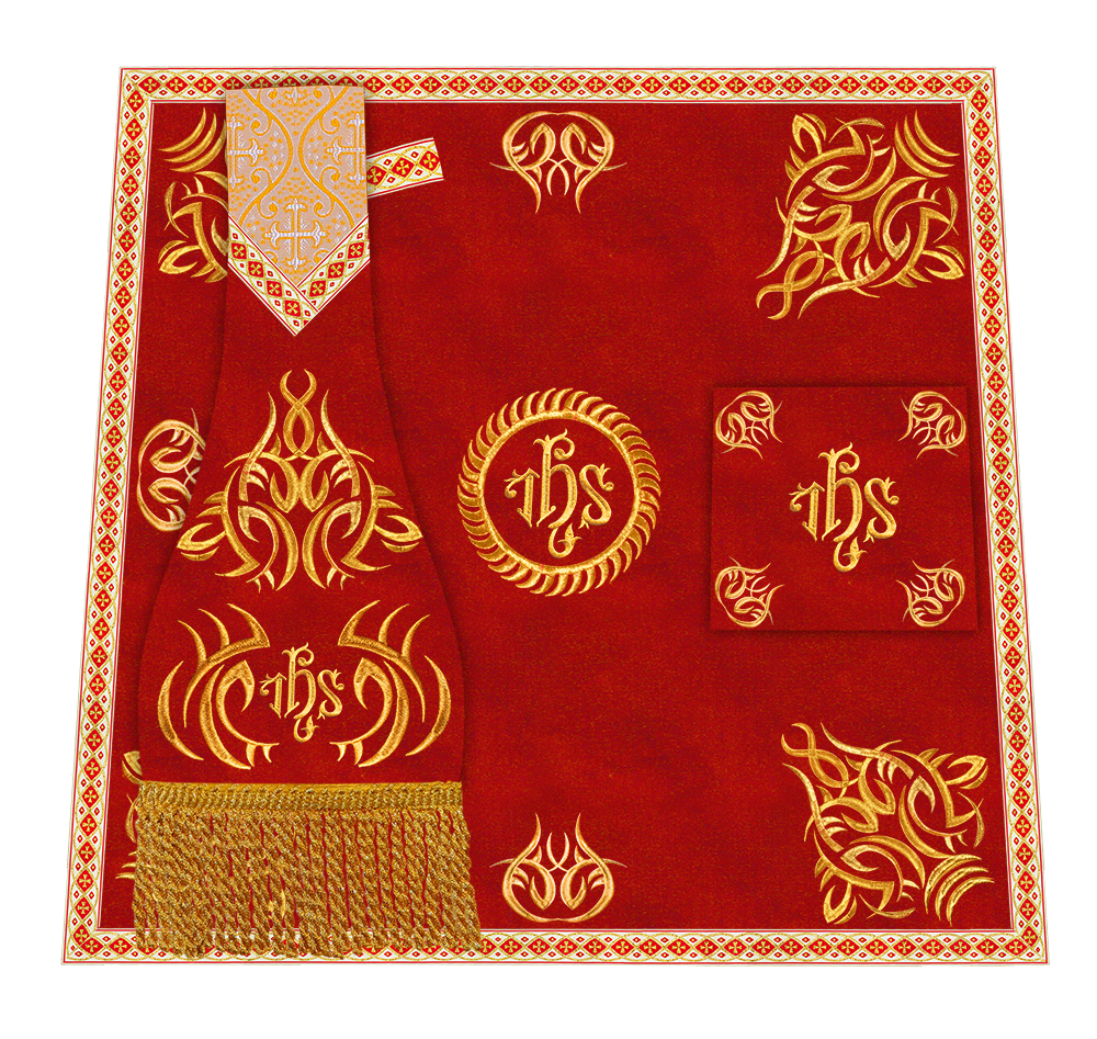 Borromean Chasuble Vestment With Braided Orphrey and Trims