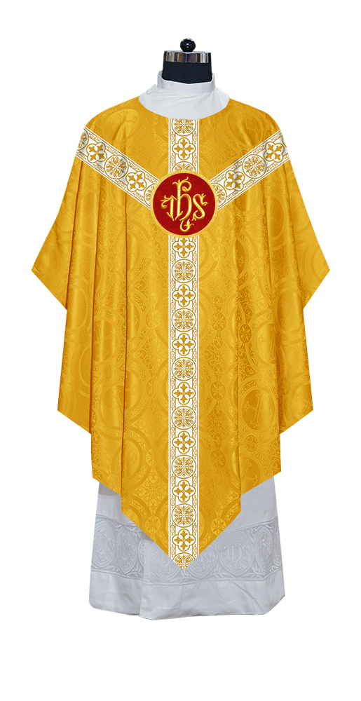 Traditional Pugin Style Chasuble Adorned with White Braids