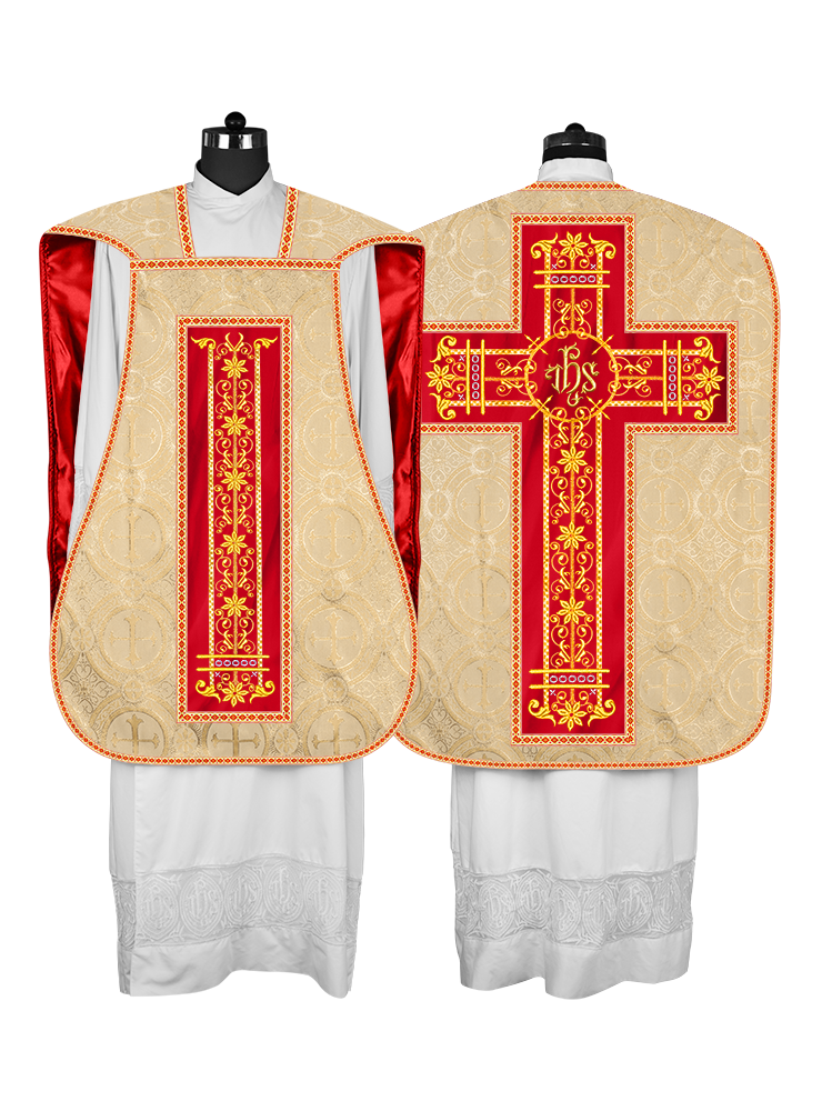 Roman Chasuble Vestment Enhanced With Orphrey and Trims