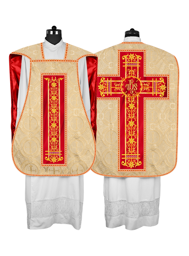 Roman Chasuble Vestment Enhanced With Orphrey and Trims